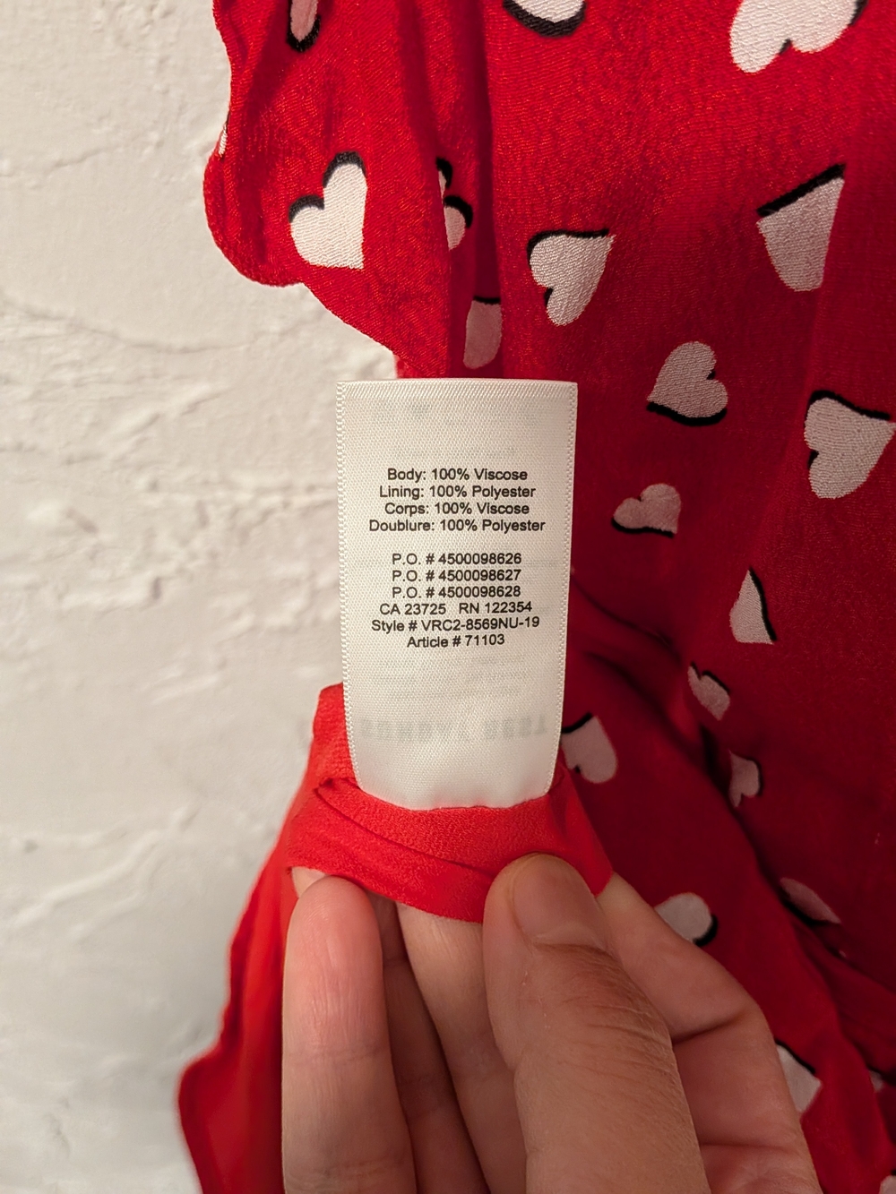 Sunday Best Red Heart Print Wrap Dress Small - Picture 4 of 4